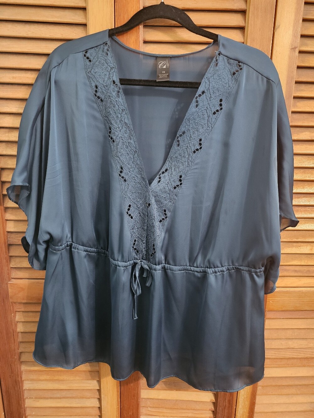Cabernet Dark Green Lace Inset Lounge Set | Size 1X - Picture 2 of 8